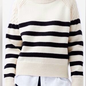 French Connection Quinley Cream and Black Striped Crew Neck Sweater